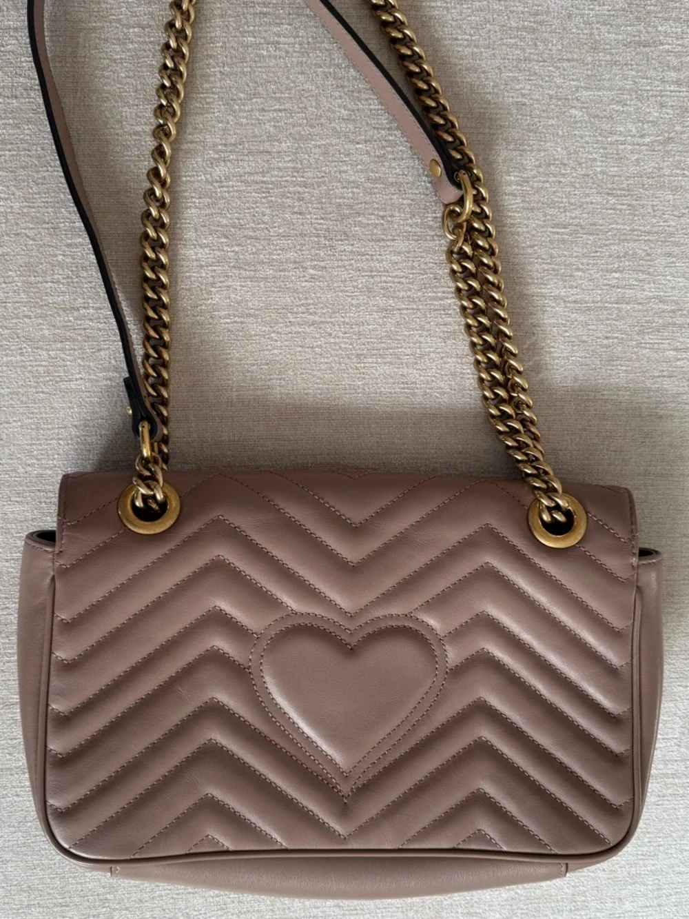 Gucci Taupe Quilted Shoulder Bag with Gold Hardware - Picture 6 of 6